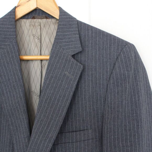 Cartier Collection Botany 500 Blue Wool Pinstripe 2 Button Sport Coat 38 Blazer - Picture 2 of 8